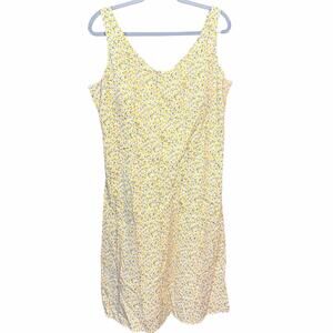 Yellow ditsy print sundress plus size 16 sleeveless knee length cottagecore R&K